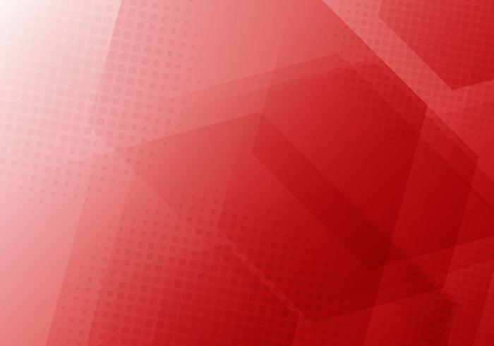 Abstrakte rote geometrische Hexagone, die Hintergrund mit Halbtonradialbeschaffenheit überschneiden. vektor