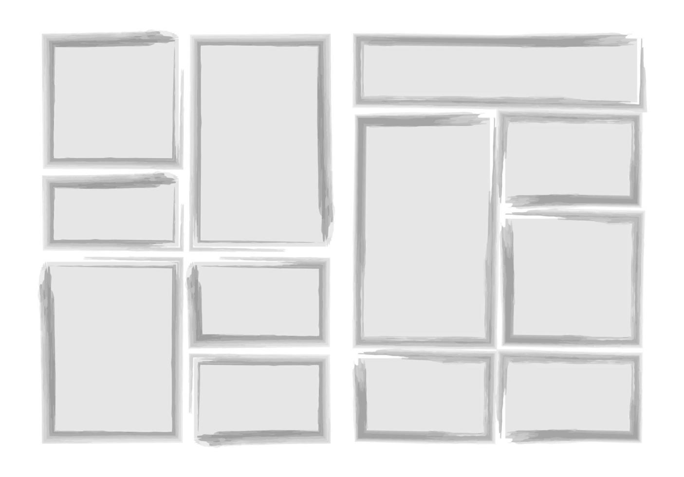 manga set storyboard layoutmall för att snabbt skapa serietidningsstilen. a4 design av pappersförhållande är lämplig för utskrift. vektor isolerade banderoller ram handgjorda skiss i grå akvarell stil