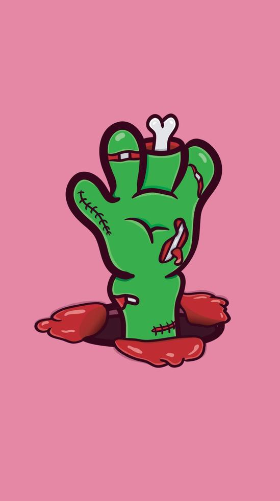 tecknad hand zombie på hål. ClipArt vektor. vektor