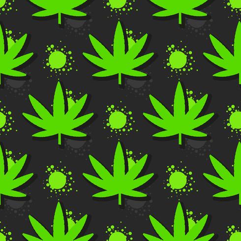 Marijuana lämnar sömlöst mönster. Handritad illustration. vektor