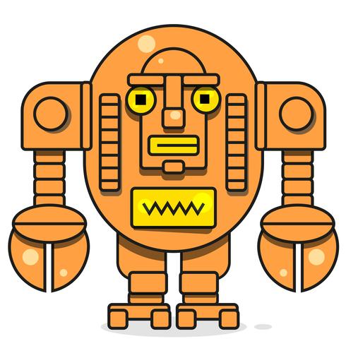 Bot-Symbol. Chatbot Icon Konzept. Netter lächelnder Roboter. Vektor-moderne Linie Charakter-Illustration lokalisiert auf weißem Hintergrund. Umriss Robot Sign Design. vektor