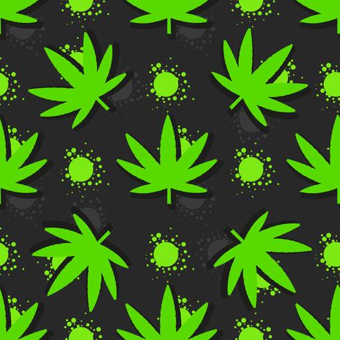 Marihuana verlässt nahtloses Muster. Hand gezeichnete Illustration. vektor