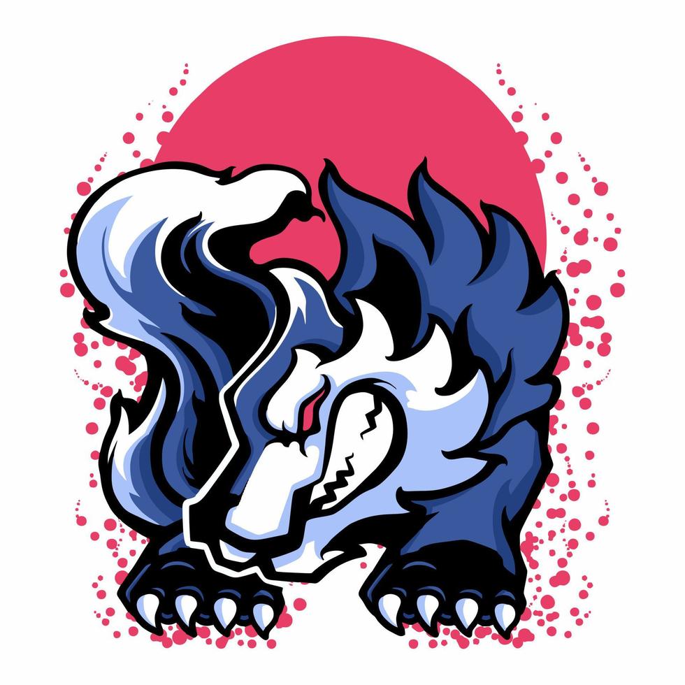 Wölfe Charakter Maskottchen Logo Design Vektor Illustration