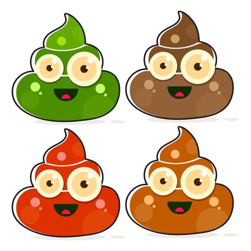 Set med Cartoon Brown Poop Variations. vektor