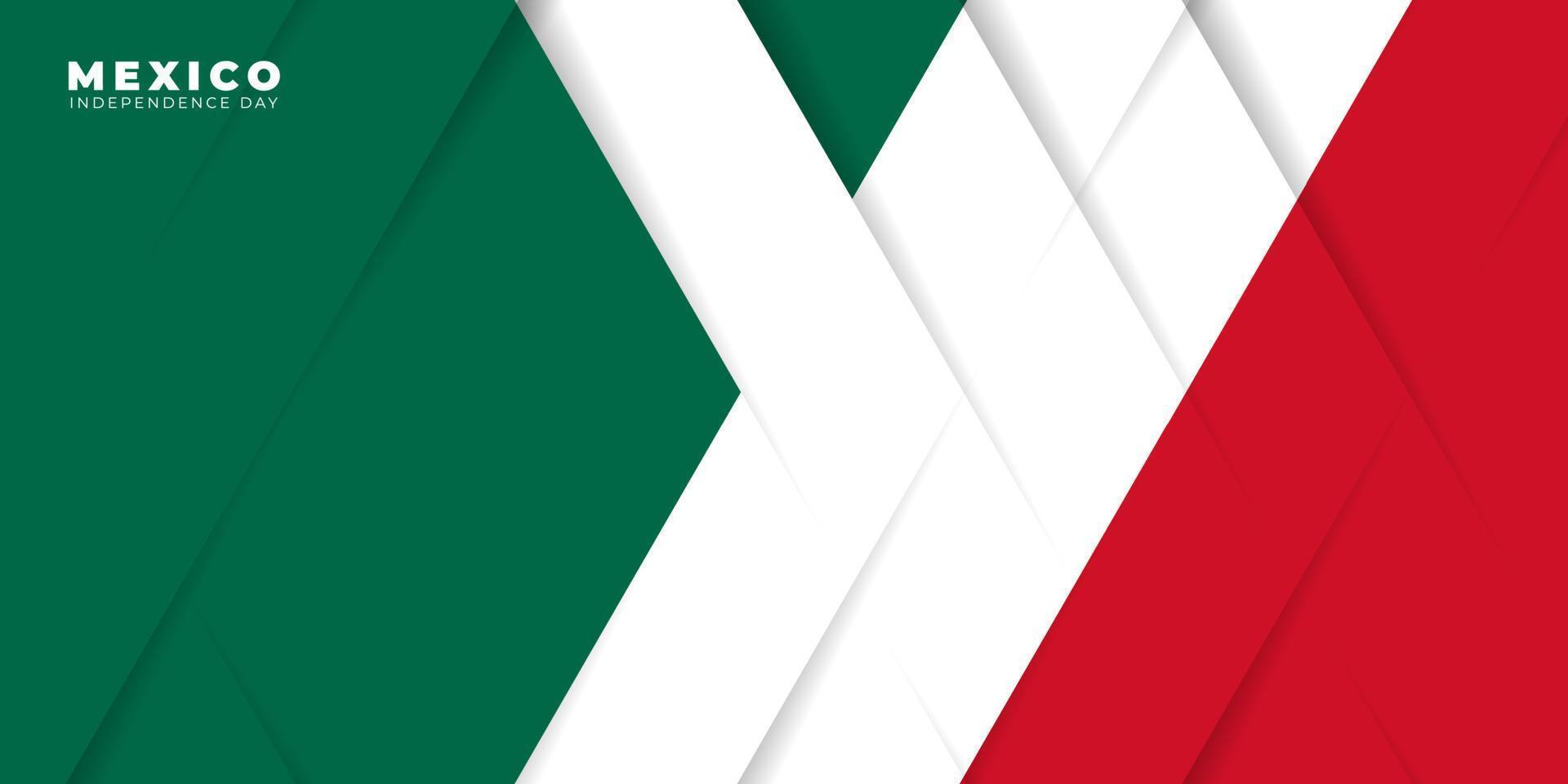 bakgrund för Mexikos självständighetsdag med grön, vit och röd geometrisk design vektor