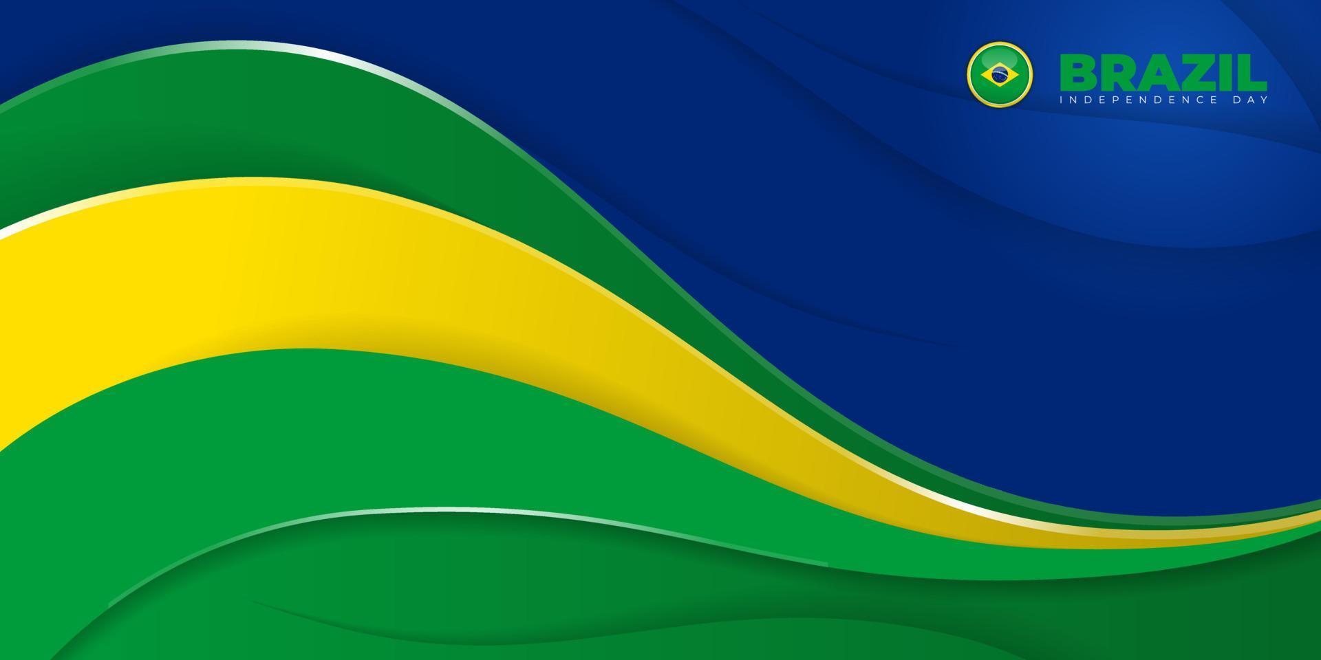 blauer, grüner und gelber abstrakter Hintergrund für Brasilien-Unabhängigkeitstag-Schablonendesign vektor
