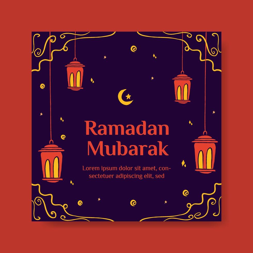 ramadan mubarak bannermall för sociala medier. platt illustration vektorgrafik. vektor