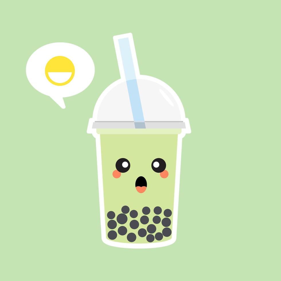 Süßer Boba Bubble Milchtee mit Tapioka. Perlenmilchtee, schwarze köstliche Perlen ist taiwanesisch berühmt. beliebtes Getränk. Vektor-Illustration-Skizze. Zeichentrickfigur. süßer Aufkleber. kawaii Cartoon-Emoji. vektor