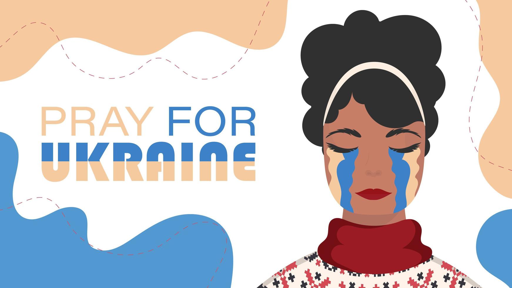be för Ukraina. flickan gråter med färgen på den ukrainska flaggan. vektor. vektor