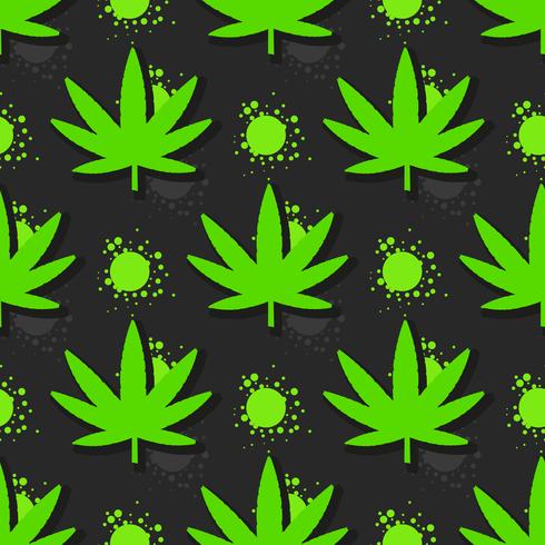 Marijuana lämnar sömlöst mönster. Handritad illustration. vektor