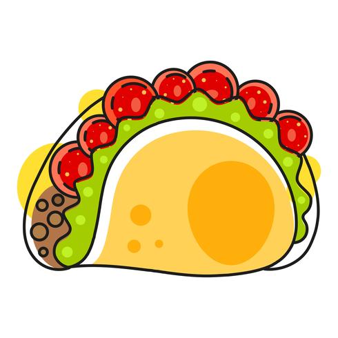 Retro Hot Mexican Icon. Snabbmat. Vektor bakgrund. Organiska Ingredienser. Mexikansk Taco Mat. Färgglada vektor illustration.