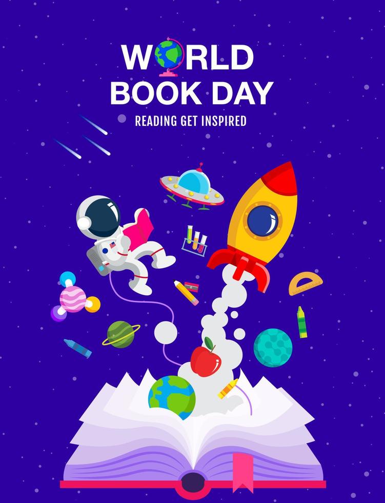 World Book Day, läsa fantasi, tillbaka till skolan, mall banner, koncept vektor