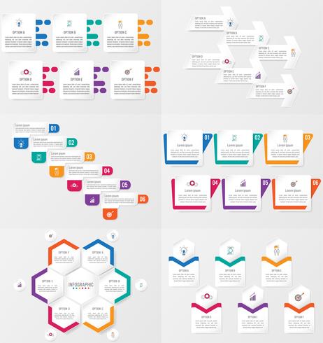 Satz von Infografiken Elementvorlage mit Optionen. vektor