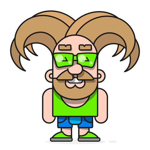 Modischer Hippie mit Gläsern und stilvollem Haar-Hintergrund vektor