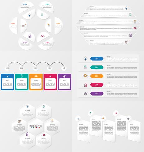 Sats med infografisk elementmall med alternativ. vektor