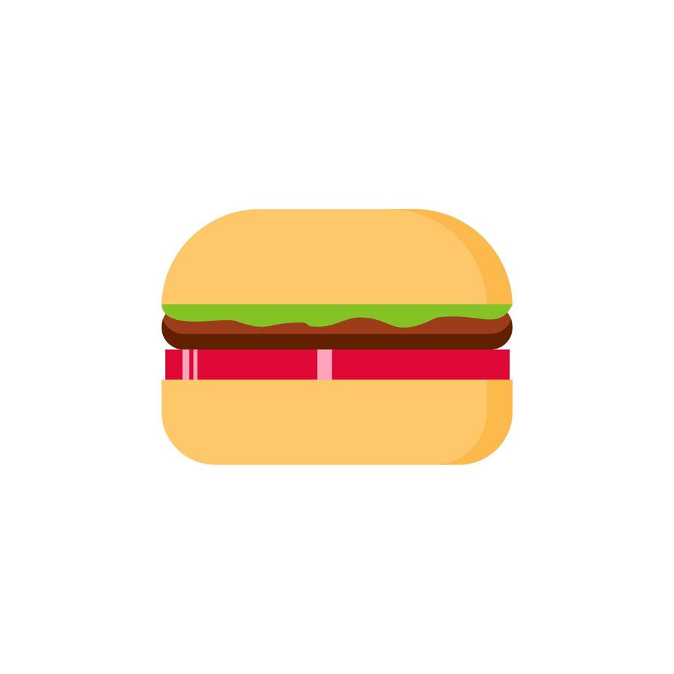 leckerer Hamburger. Vektor-flaches Design-Burger-Symbol. Burger mit Salat, Tomaten, Käse und Schnitzel. Fastfood. Vektor-Illustration vektor