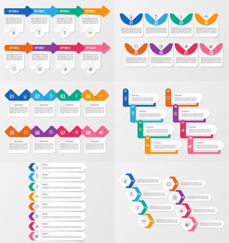 Sats med infografisk elementmall med alternativ. vektor