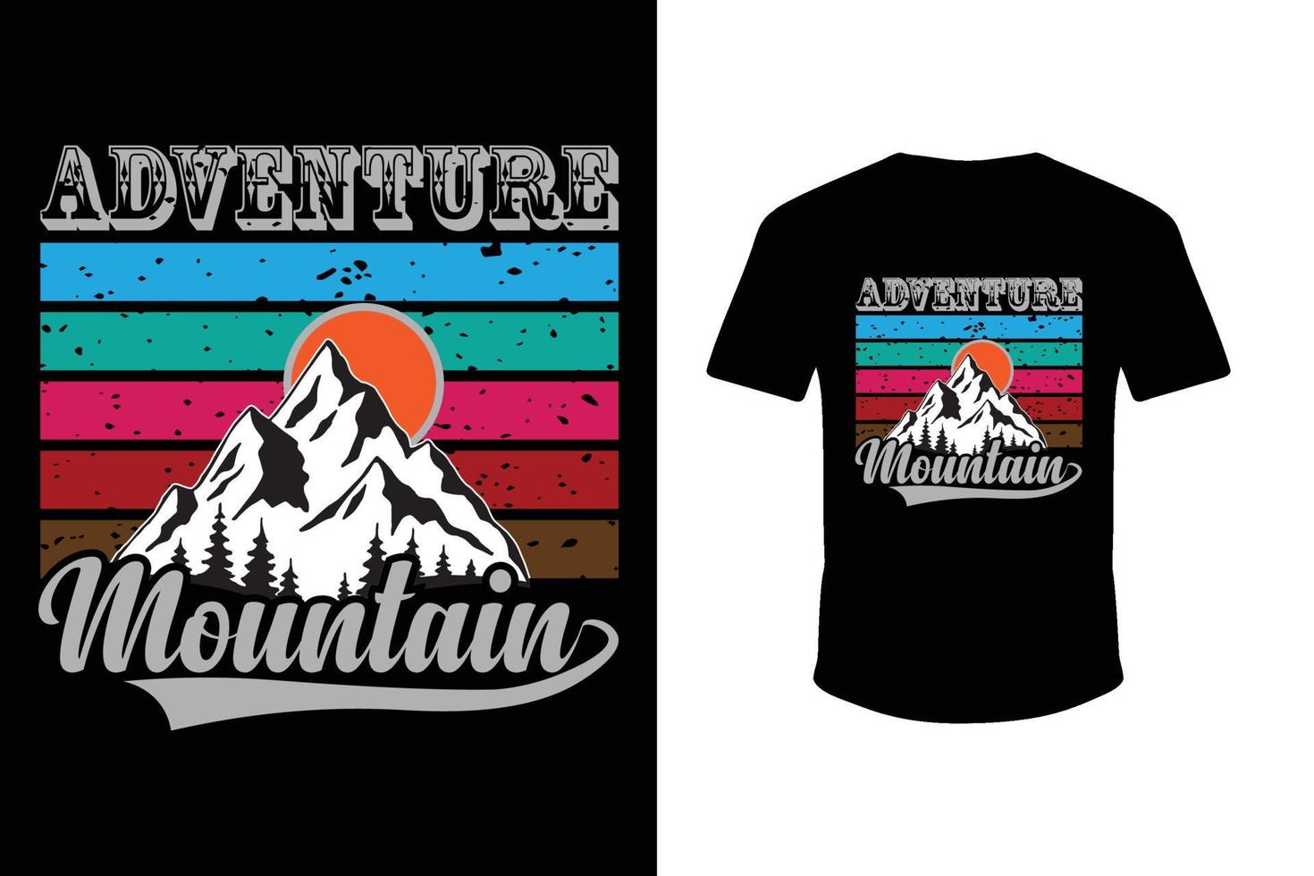 berg äventyr t-shirt design med grunge textur vektor