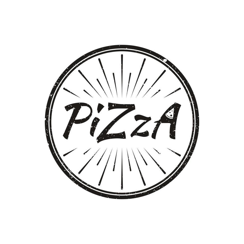 bokstavspizza för vintage rustik retro pizza restaurang bar bistro logotypdesign vektor