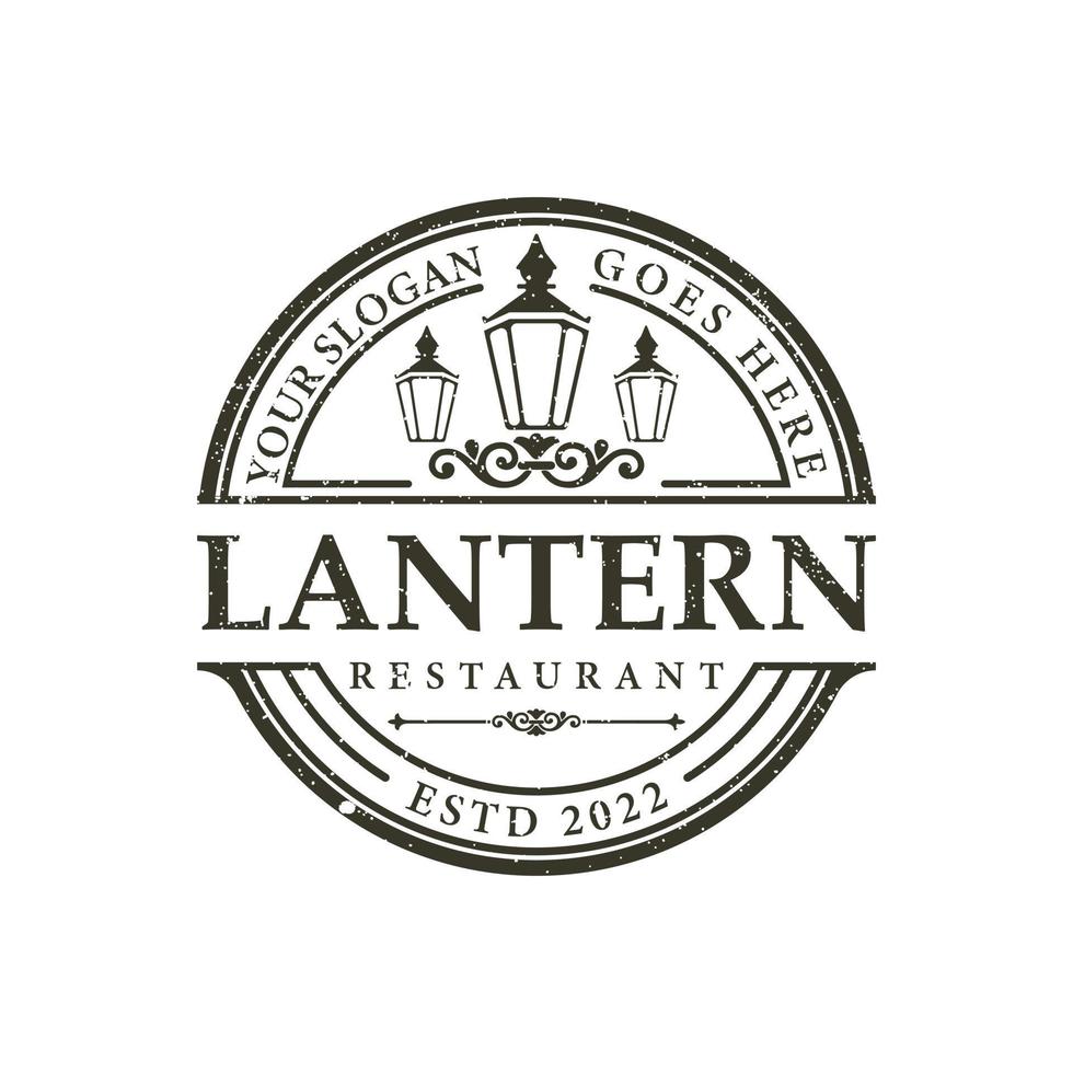 Laternenpfosten, klassischer Straßenlaternen-Restaurant-Vintage-Logo-Design-Vektor vektor