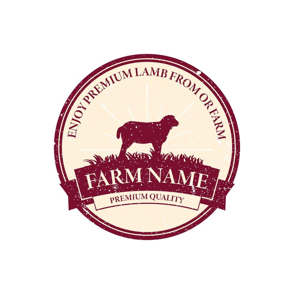 vintage boskap angus premium kvalitet lammkött klistermärke logotypdesign vektor