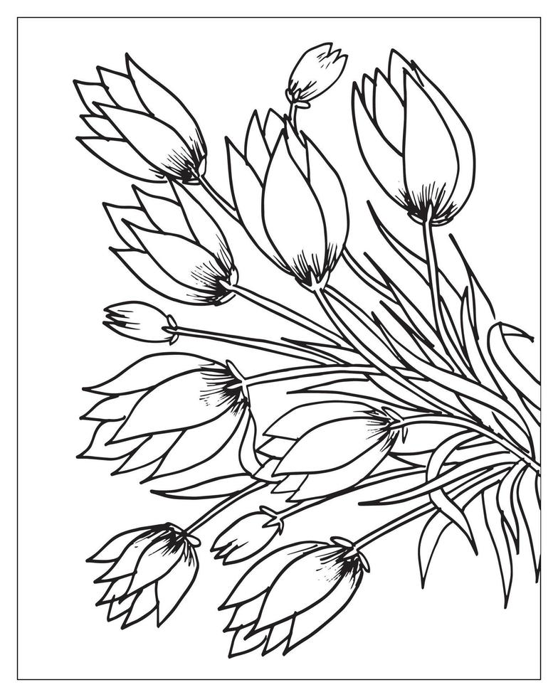 blomma målarbok. blomma kontur design. linjekonstteckning. vektor