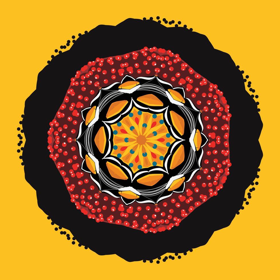 Vektor handgezeichnete Doodle Mandala. ethnisches Mandala mit bunter Stammesverzierung. isoliert. helle Farben.