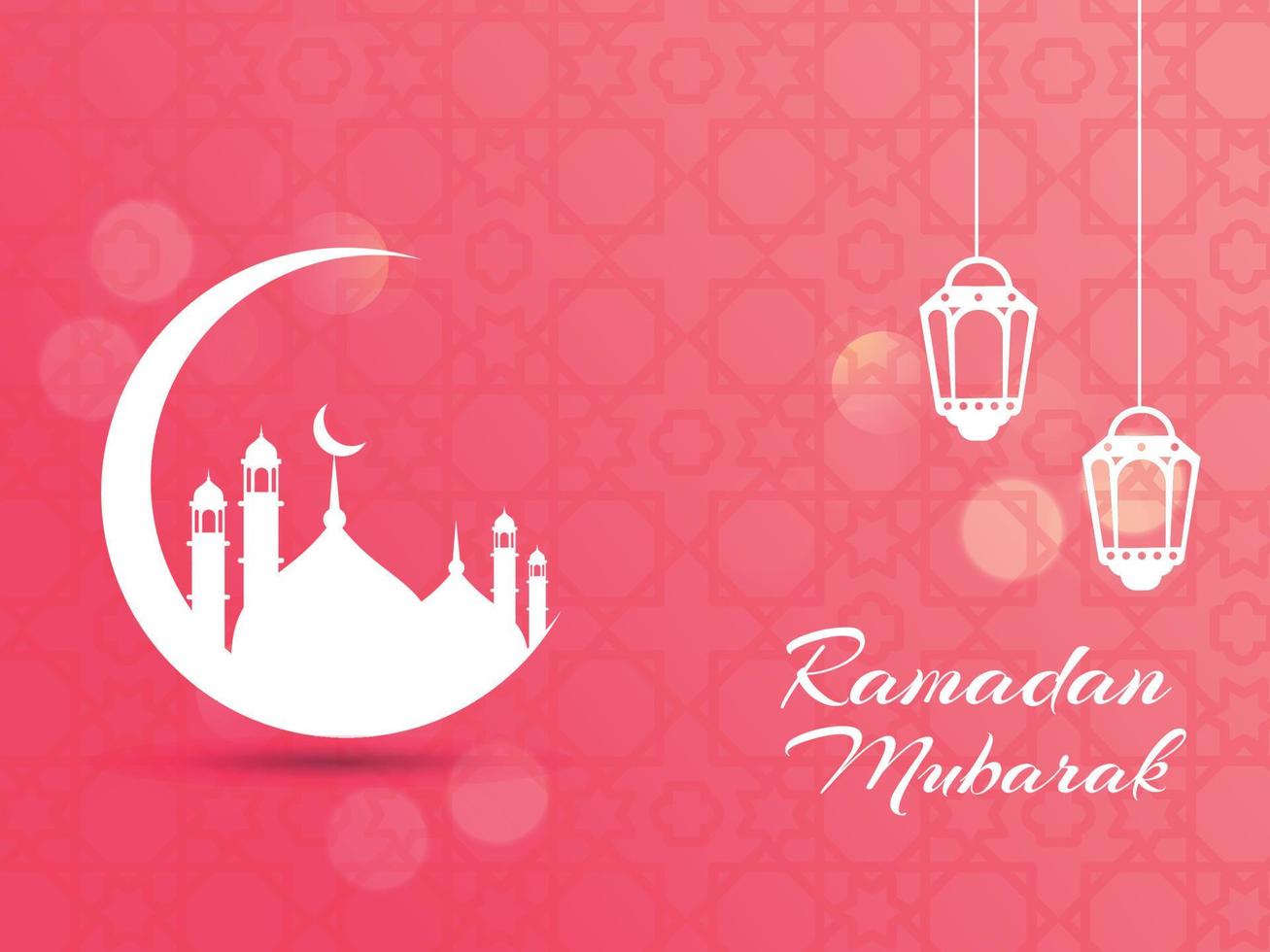 glad traditionell muslimsk elegant ramadan kareem festivalillustration med platta lampor vektor