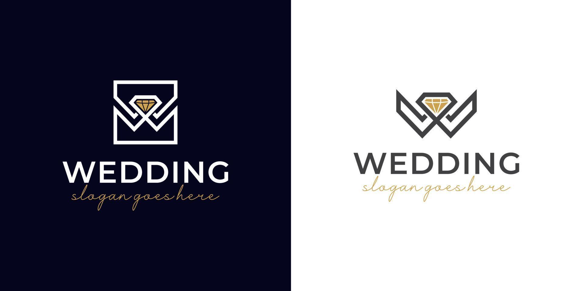 bokstaven w för bröllop med elegant diamant smyckesbutik eller din dekorationsikon logotypdesign vektor