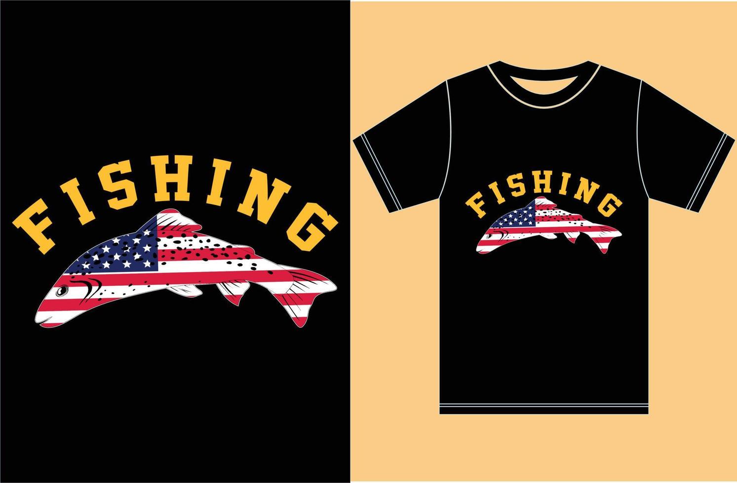 fiske t-shirt. USA fiske flagga gåva för fiskare. fisher t-shirt coola fiskeskjortor. vektor amerikanska flaggan fiske t-shirt.