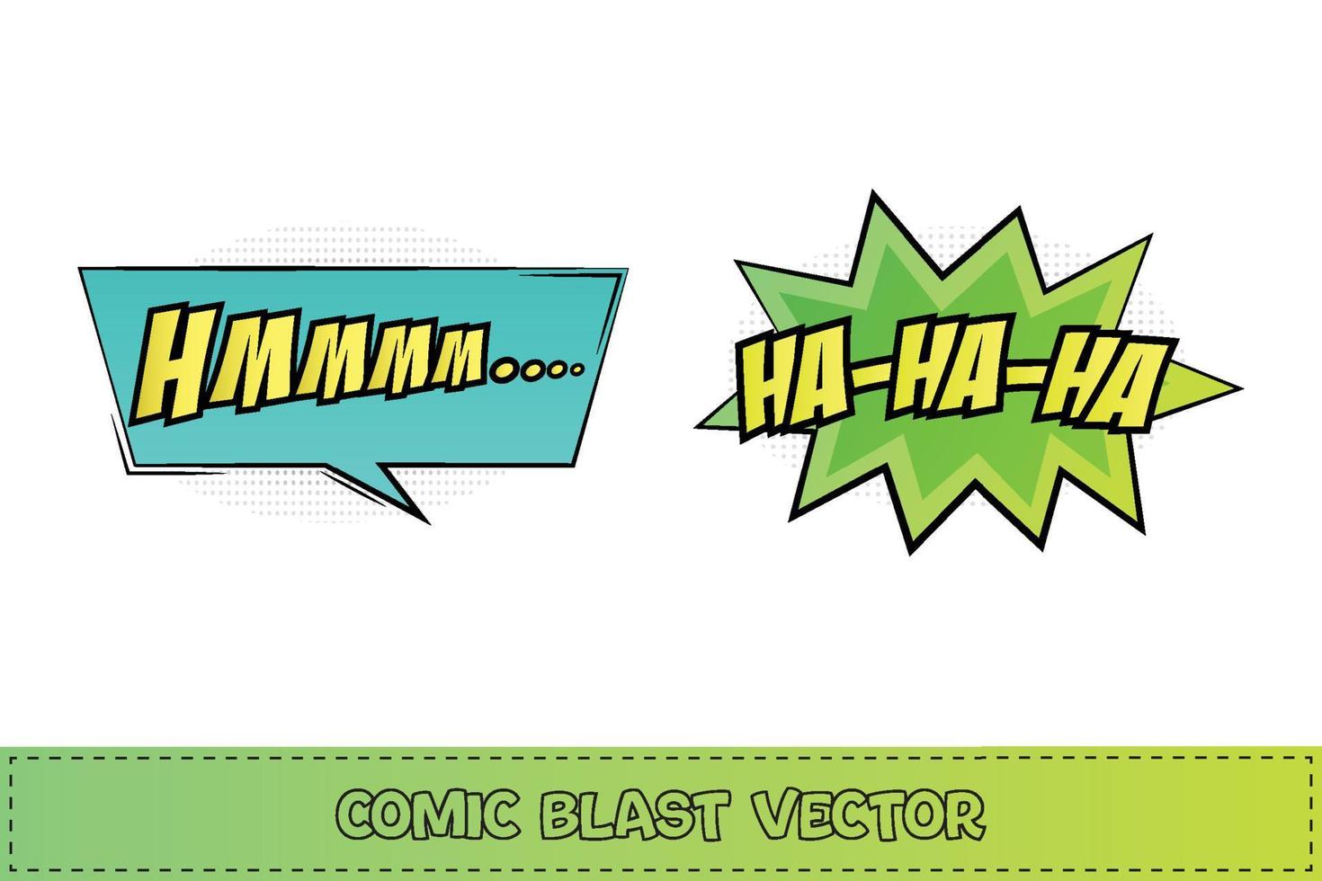 lachender Comic platzt mit hellgrünen und gelben Farben. hmm komischer Knall mit gelber und blauer Farbe. komische Explosion. lachende Blase für Cartoon-Reden. Comic-Sprachexplosionsvektor. vektor