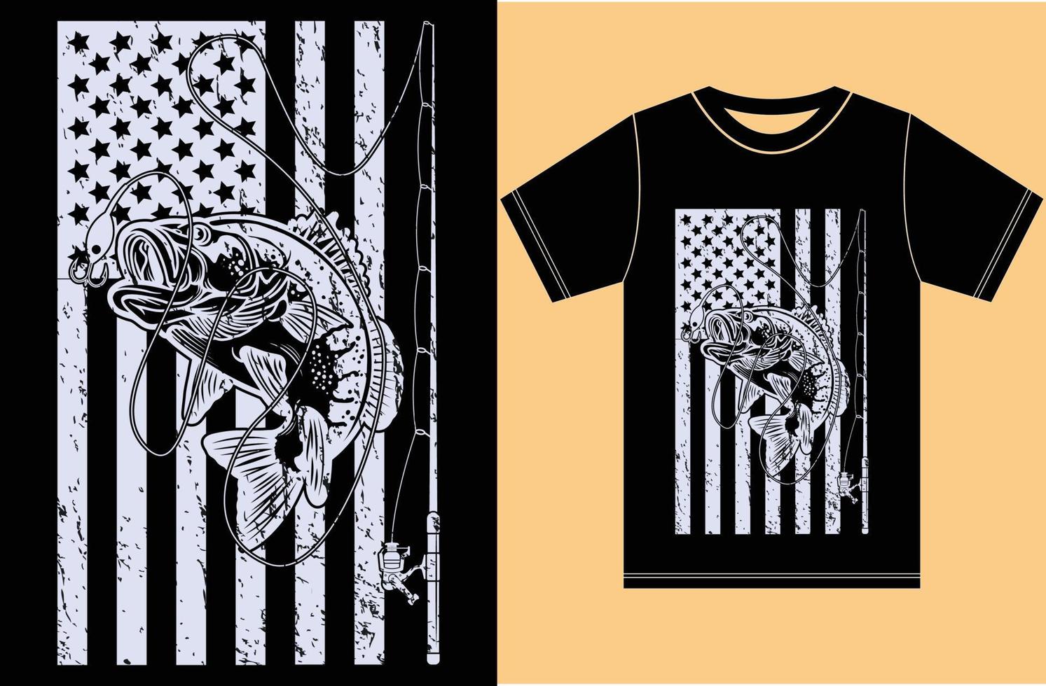 usa-flagge mit fischer-t-shirt-design. T-Shirt Geschenk für Angelliebhaber. Fischen-T - Shirt der amerikanischen Flagge. vektor