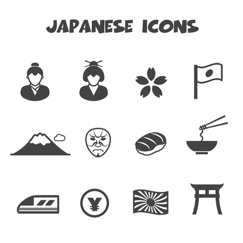 japanska ikoner symbol vektor