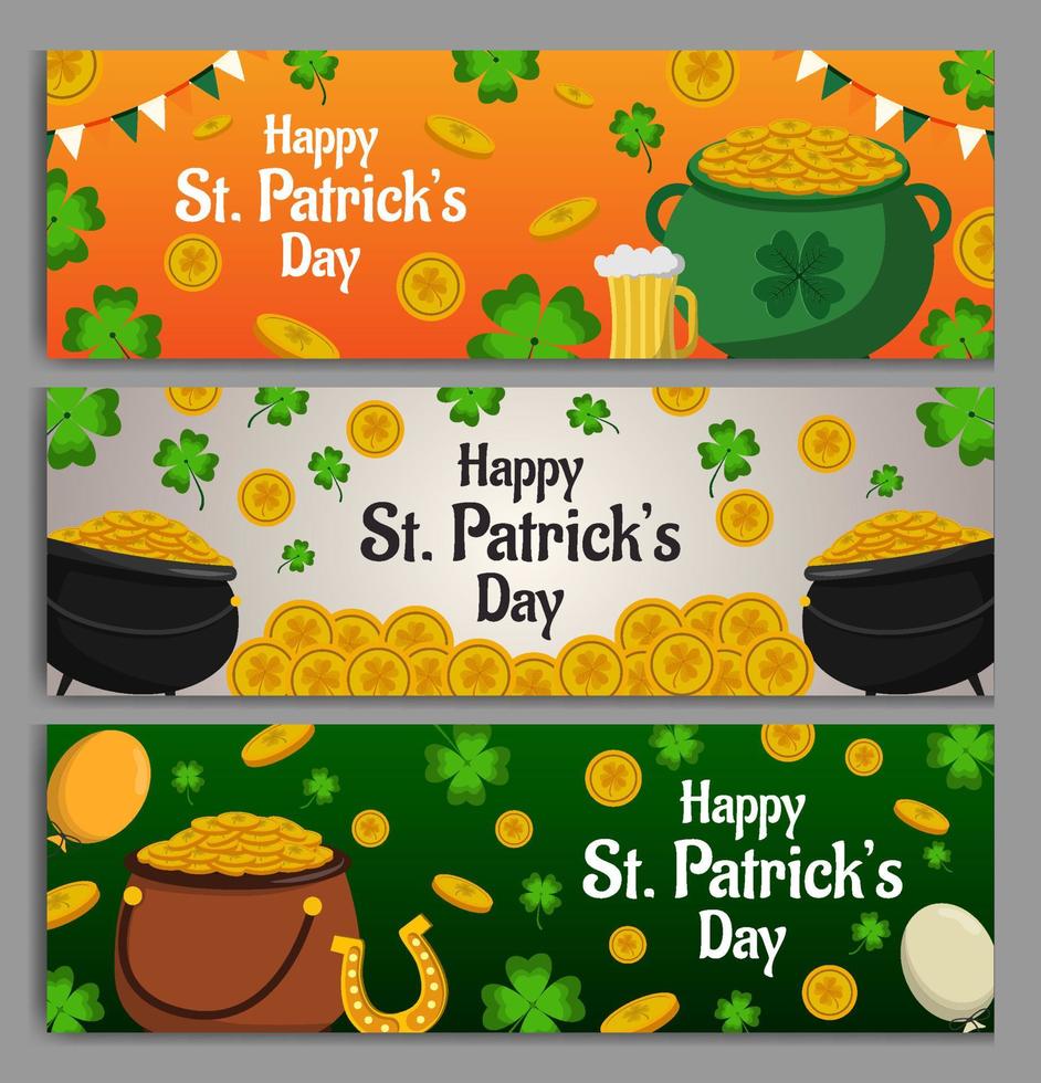 st patrick's day pott av guld banner vektor