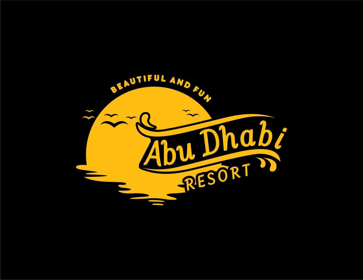 Sunset-Logo für Resort, Hotel, Restaurant, Bar, Café oder Abenteuer-Logo-Label vektor