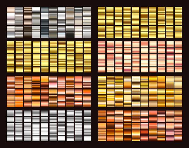 Stor kollektion färgglada gradienter. Metalliska gradienter som består av bakgrunder. Vektor. vektor