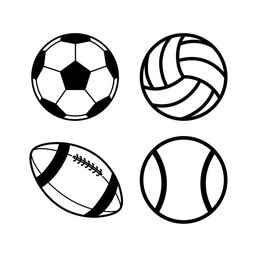 Ball-Vektor-Pack. Fußball, Volleyball, Tennis, Fußball vektor