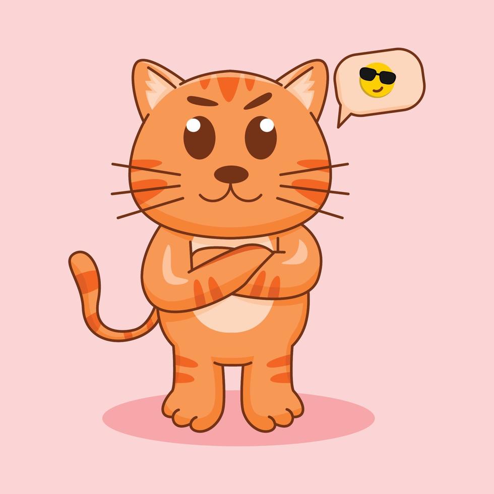 söt orange katt stående, tecknad vektorillustration vektor