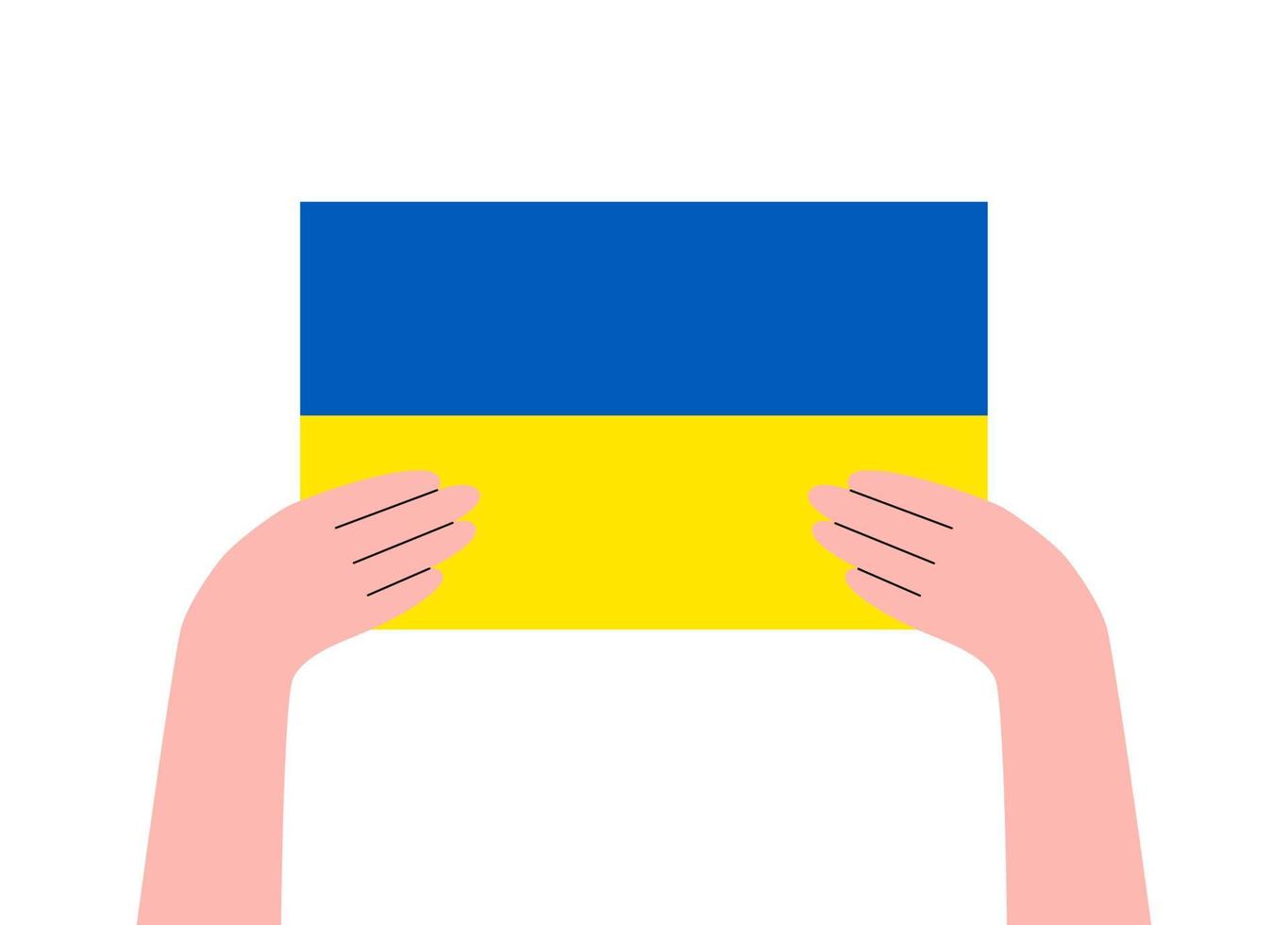 handen håller en flagga med ukrainska. inget krig. antikrigsdemonstration. vektor illustration isolerad på vit bakgrund