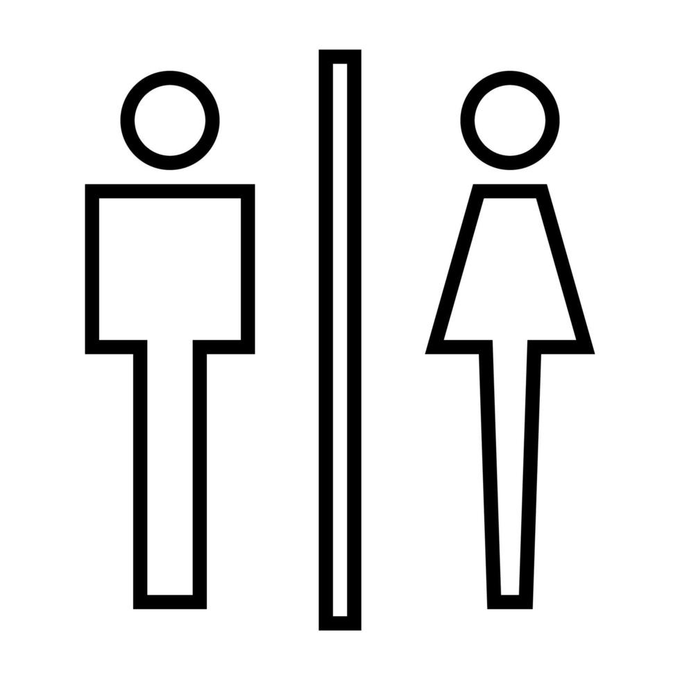 toilettenschild scharfe form umrissstil männliches und weibliches logo vektor