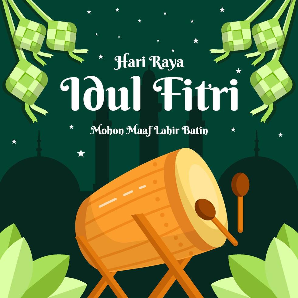 eid al fitr grußillustration im flachen design. Hari Raya Idul Fitri vektor