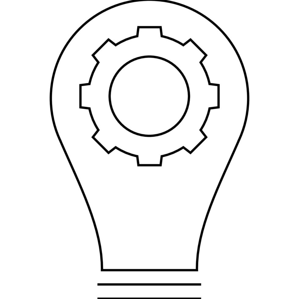 Zahnrad in Glühbirne flache dünne Linie Symbol mit editierbaren Strichen. vektor