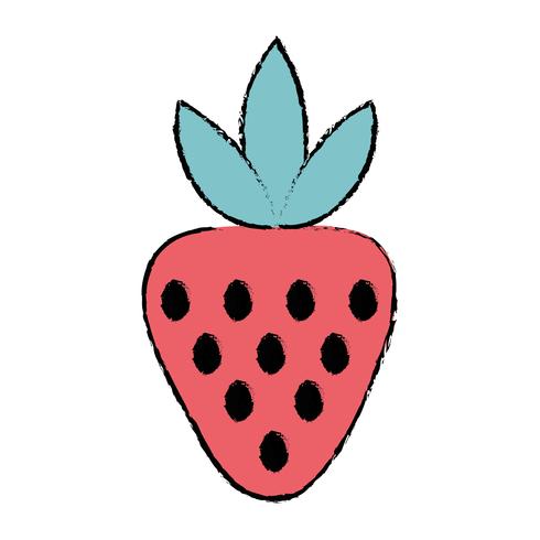 Gekritzel leckere Erdbeere Bio-Obst-Lebensmittel vektor