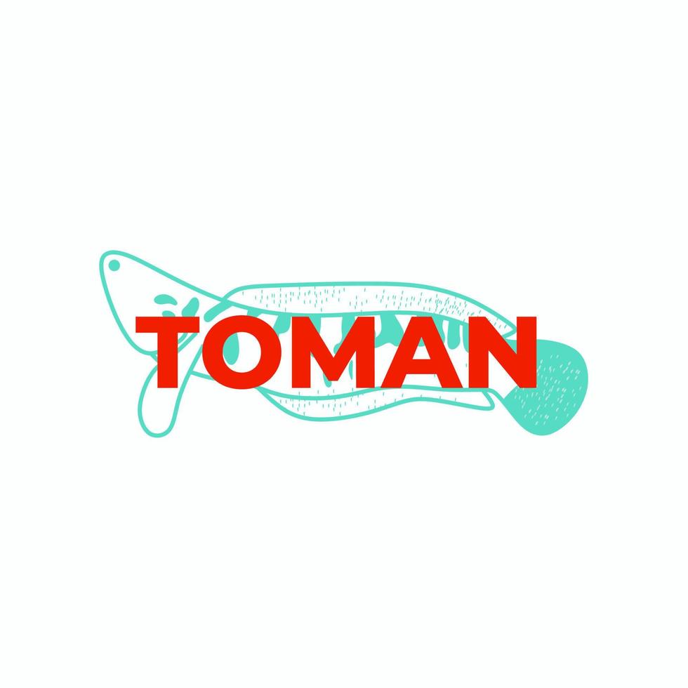 enkel logotyp för tjock linje toman fisk eller ormhuvud vektor