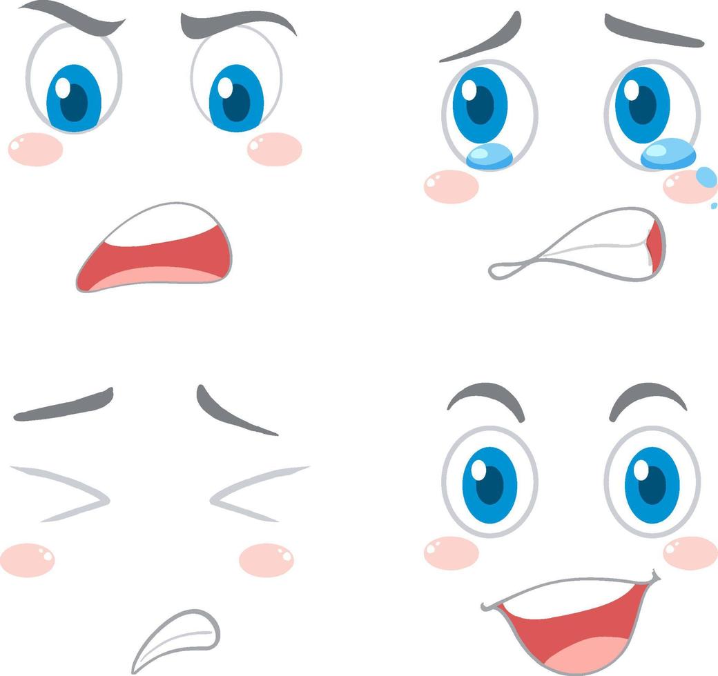 uppsättning olika ansiktsuttryck vektor