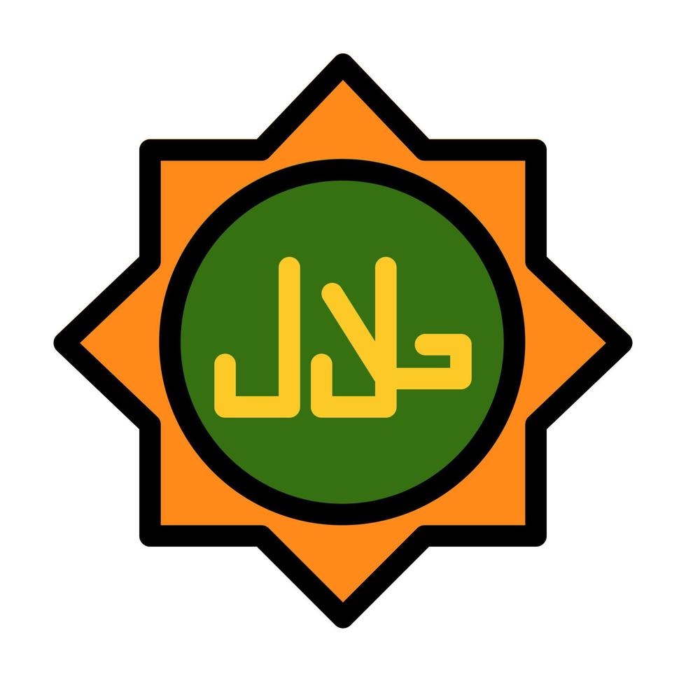 halal gefülltes Liniensymbol, geeignet für den Ramadan-Moment vektor