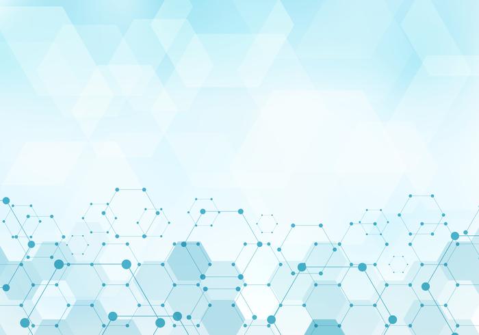 Abstrakt hexagons mönster molekyl på blå bakgrund teknik digital koncept med kopia utrymme. Geometriska element för designmall modern kommunikation, medicin, vetenskap och teknik. vektor