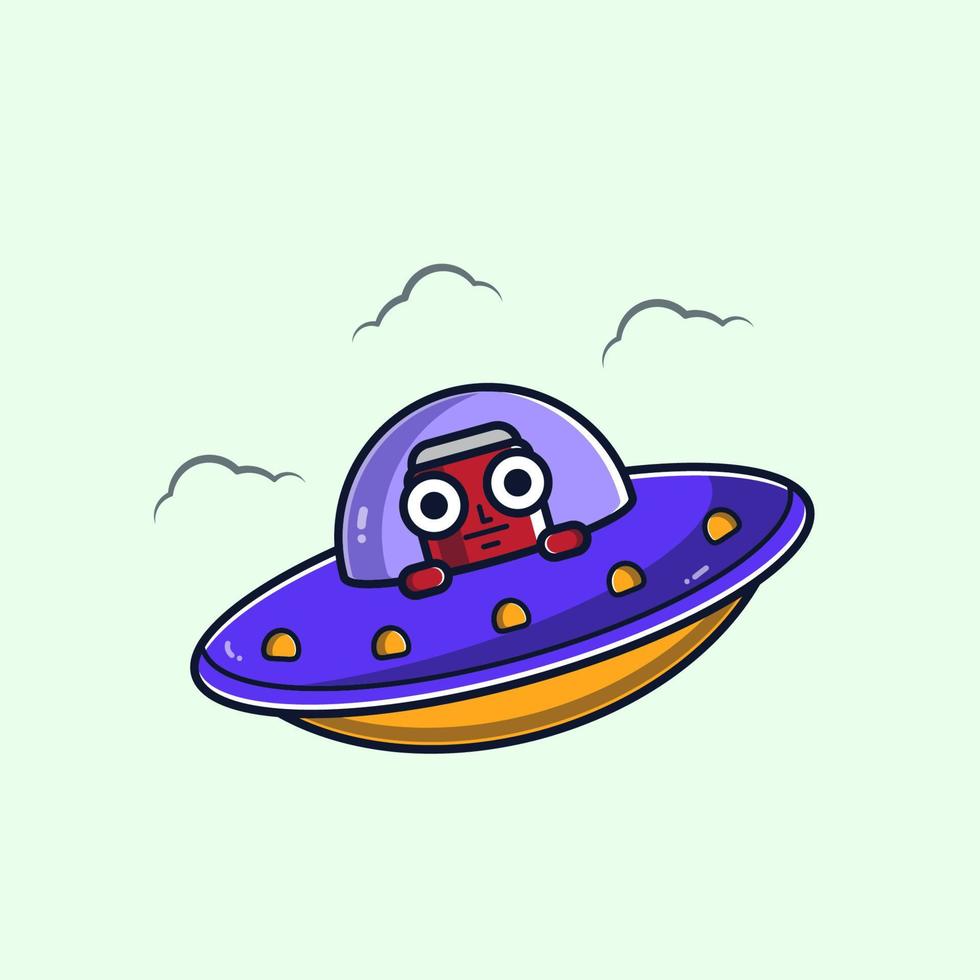 ufo-charaktergetränk kann illustration vektor