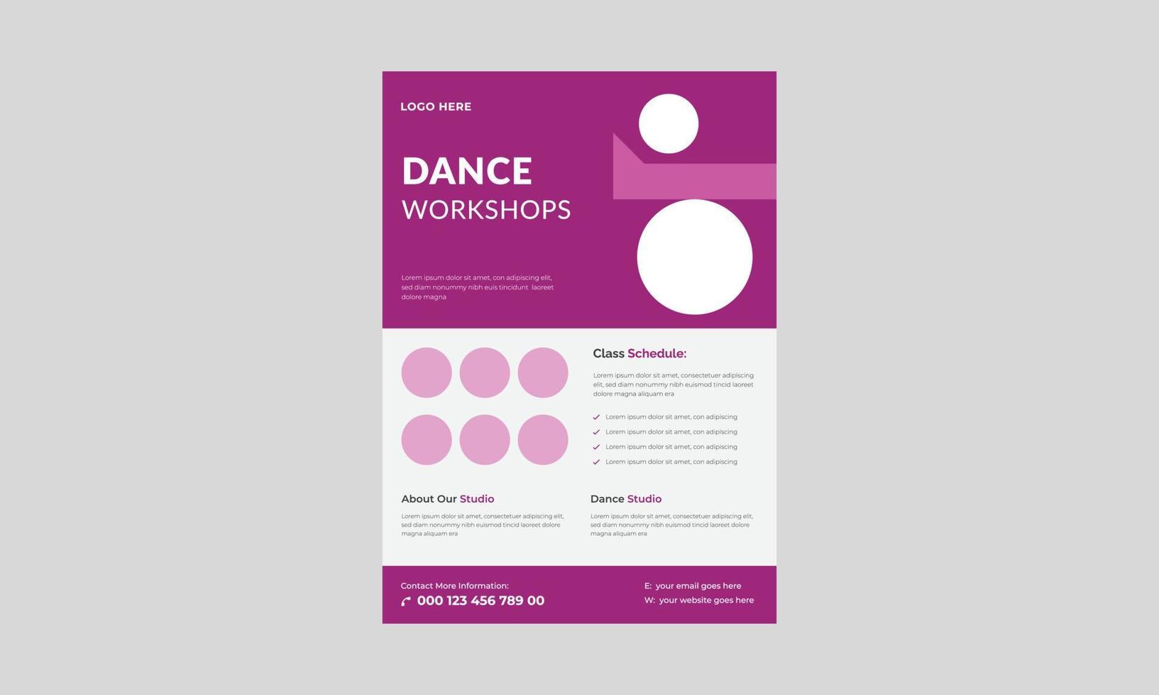 Tanzstudio-Flyer, Flyer-Vorlage für Kindertanzkurse. Plakatdesign für Kindermusikunterricht. vektor