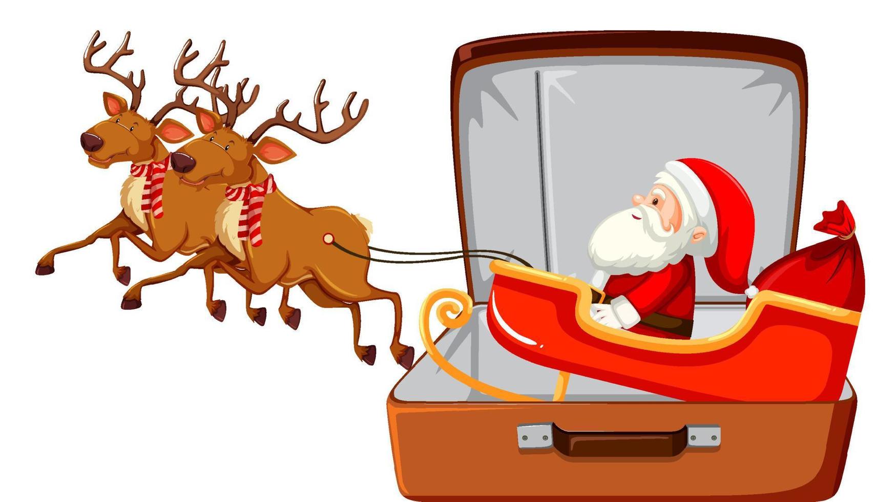 Thema Weihnachten mit Santa in einem Gepäck auf weißem Hintergrund vektor